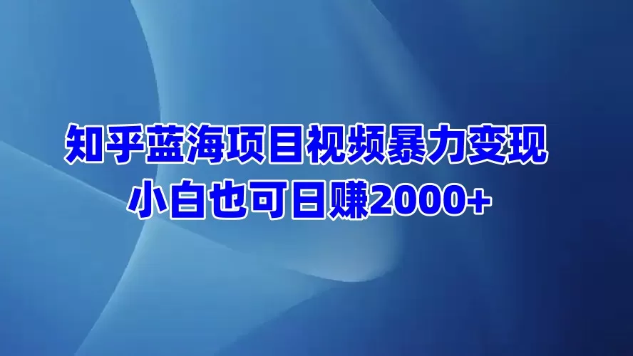 知乎蓝海项目视频带货 小白也可日赚2000+-颜夕资源网-第17张图片
