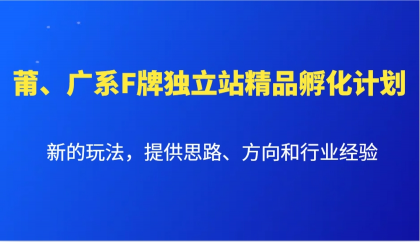 莆、广系F牌独立站精品孵化计划，新的玩法，提供思路、方向和行业经验-颜夕资源网-第17张图片