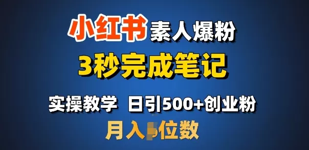 小红书素人爆粉，3秒完成笔记，日引500+月入过W-颜夕资源网-第17张图片