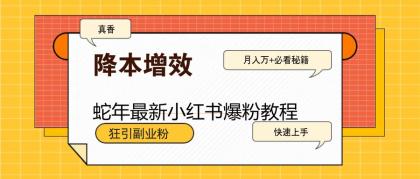 蛇年最新小红书爆粉教程，狂引副业粉，月入万+必看-颜夕资源网-第17张图片