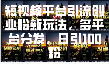 短视频平台引流创业粉新玩法，多平台分发，日引100粉-颜夕资源网-第17张图片