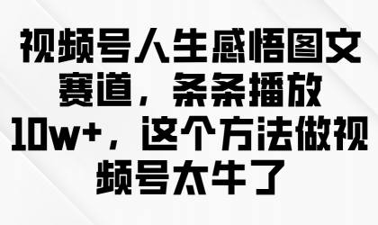 视频号人生感悟图文赛道，条条播放10w+，这个方法做视频号太牛了-颜夕资源网-第17张图片