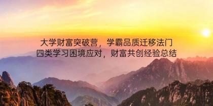大学财富突破营，学霸品质迁移法门，四类学习困境应对，财富共创经验总结-颜夕资源网-第17张图片