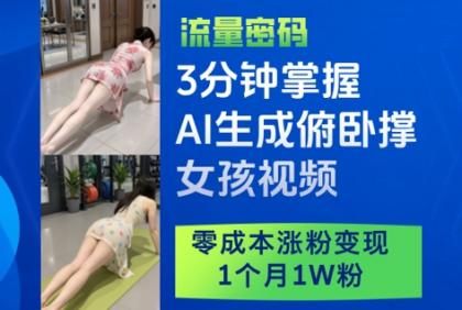 3分钟掌握AI生成俯卧撑女孩视频，零成本涨粉变现，1个月1W粉-颜夕资源网-第17张图片