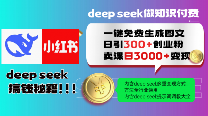 Deepseek 一键免费生成小红书图文日引300+创业粉，日变现3000+ 方法全行业通用-颜夕资源网-第17张图片