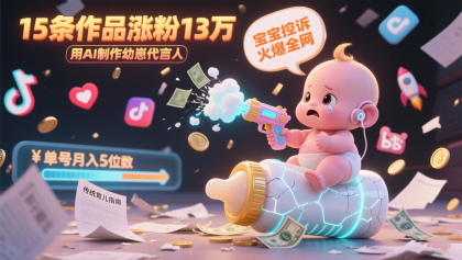 用AI制作幼崽代言人，宝宝的控诉火爆全网，15条作品涨粉13万，单号月入5位数实操教程-颜夕资源网-第17张图片