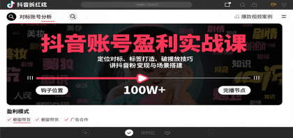 抖音账号盈利实战课，定位对标、标签打造、破播放技巧，讲涨粉变现与场景搭建-颜夕资源网-第16张图片