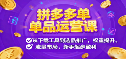 拼多多单品运营课，从下载工具到选品推广，权重提升、流量布局，新手起步盈利-颜夕资源网-第13张图片